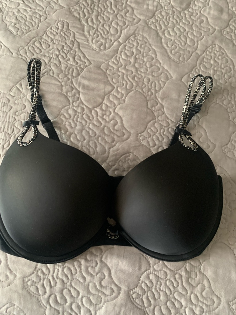 Victoria's Secret Black Padded Bra with Patterned Straps